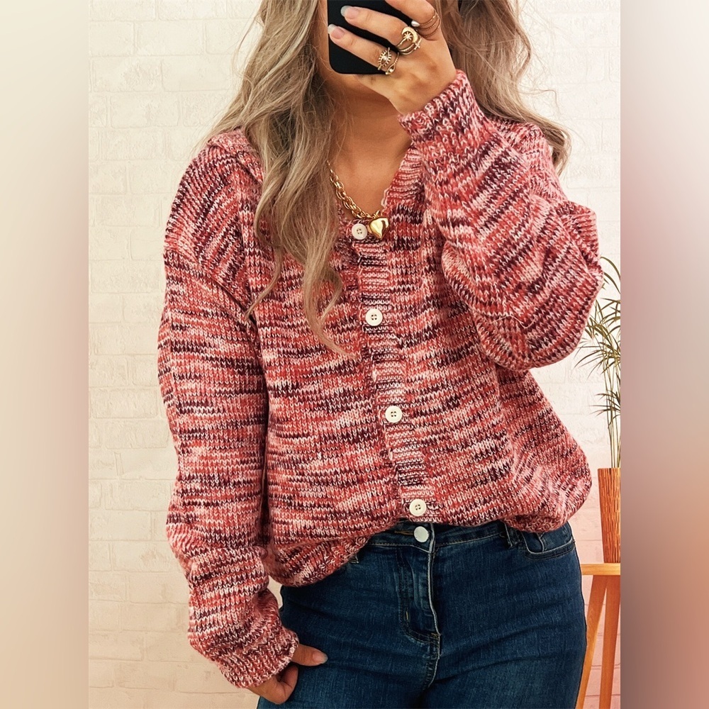 Multi-Colored Knit Button-Down Cardigan - Picture 10 of 12